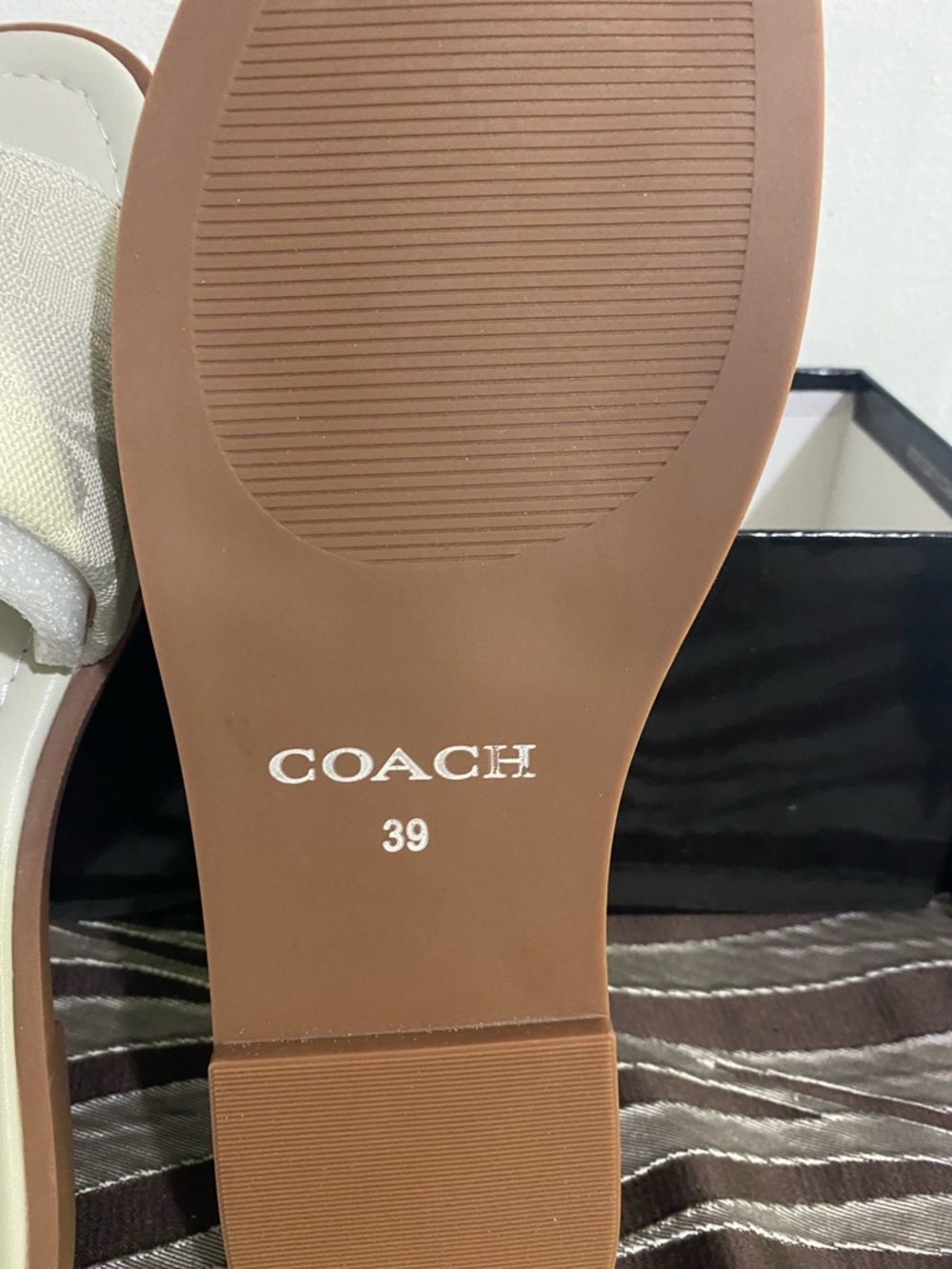 Coach Cream Logo Slide Sandals with Gold Accent - Picture 5 of 6